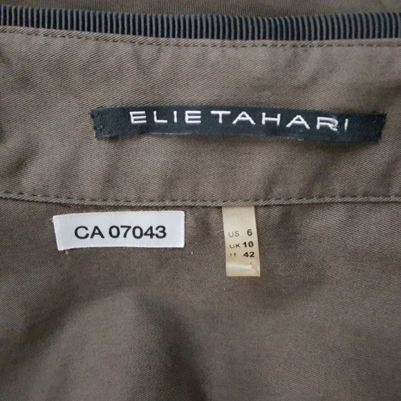 𝅺Elie Tahari Shirt Dress Blk/Brown Pockets Sz 6 - Picture 5 of 6